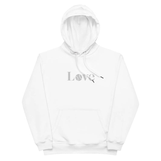 Recycled Eco-Friendly White Hoodie LOVE Ellie Day Activewear