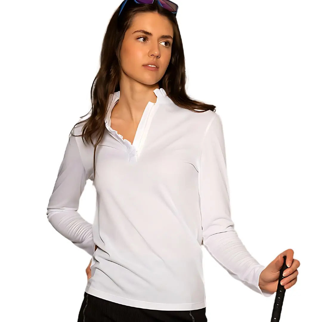 Ellie Day Ruffle Collar 1/4 Zip Top - Long Sleeve Activewear Ellie Day