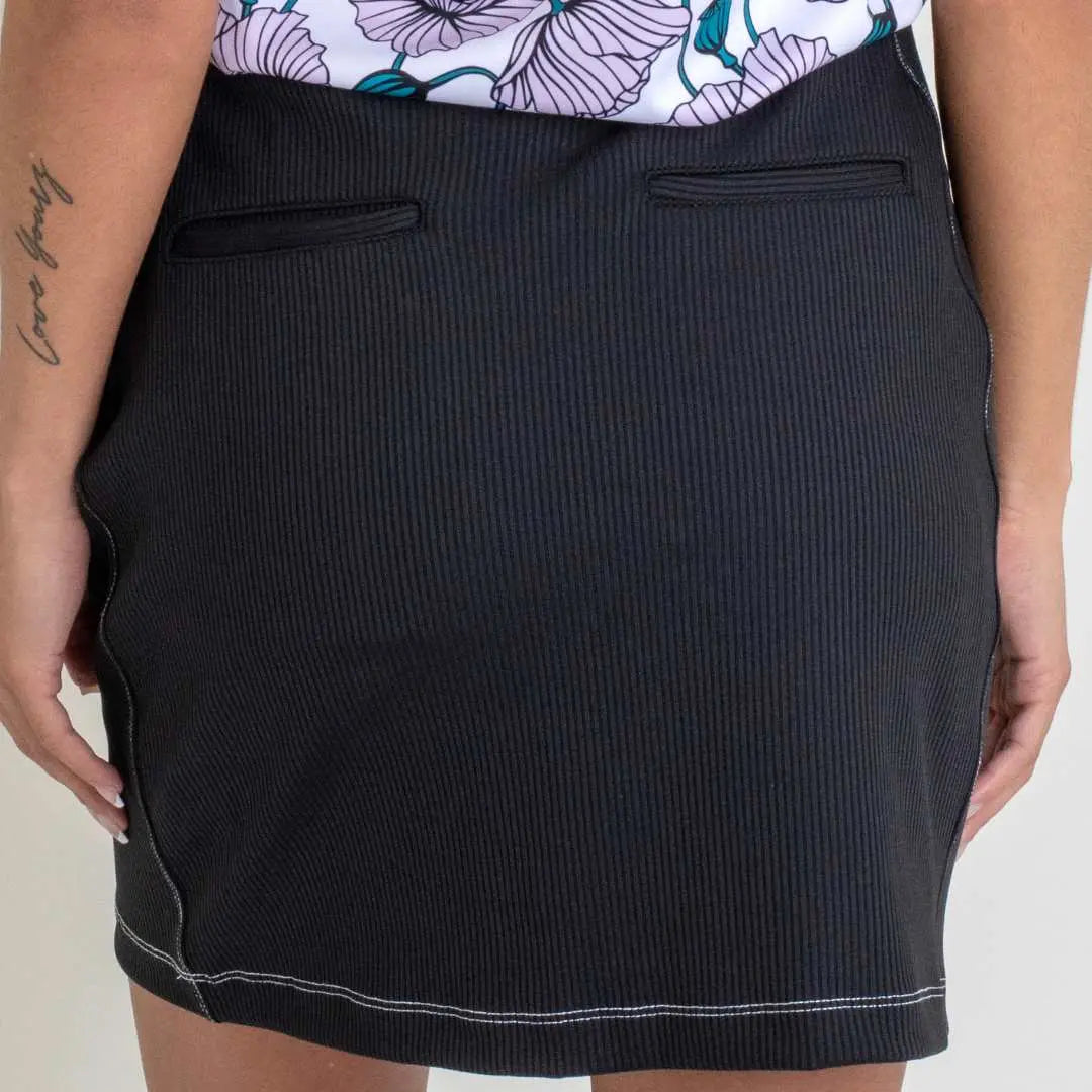 Classic Black 17" Golf Skirt in Ribbed Knit Ellie Day Activewear