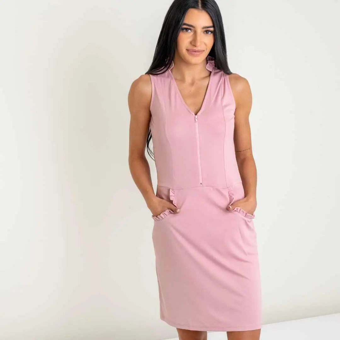 Collared Sleeveless Golf Dress with Zip-Front UPF Ellie Day