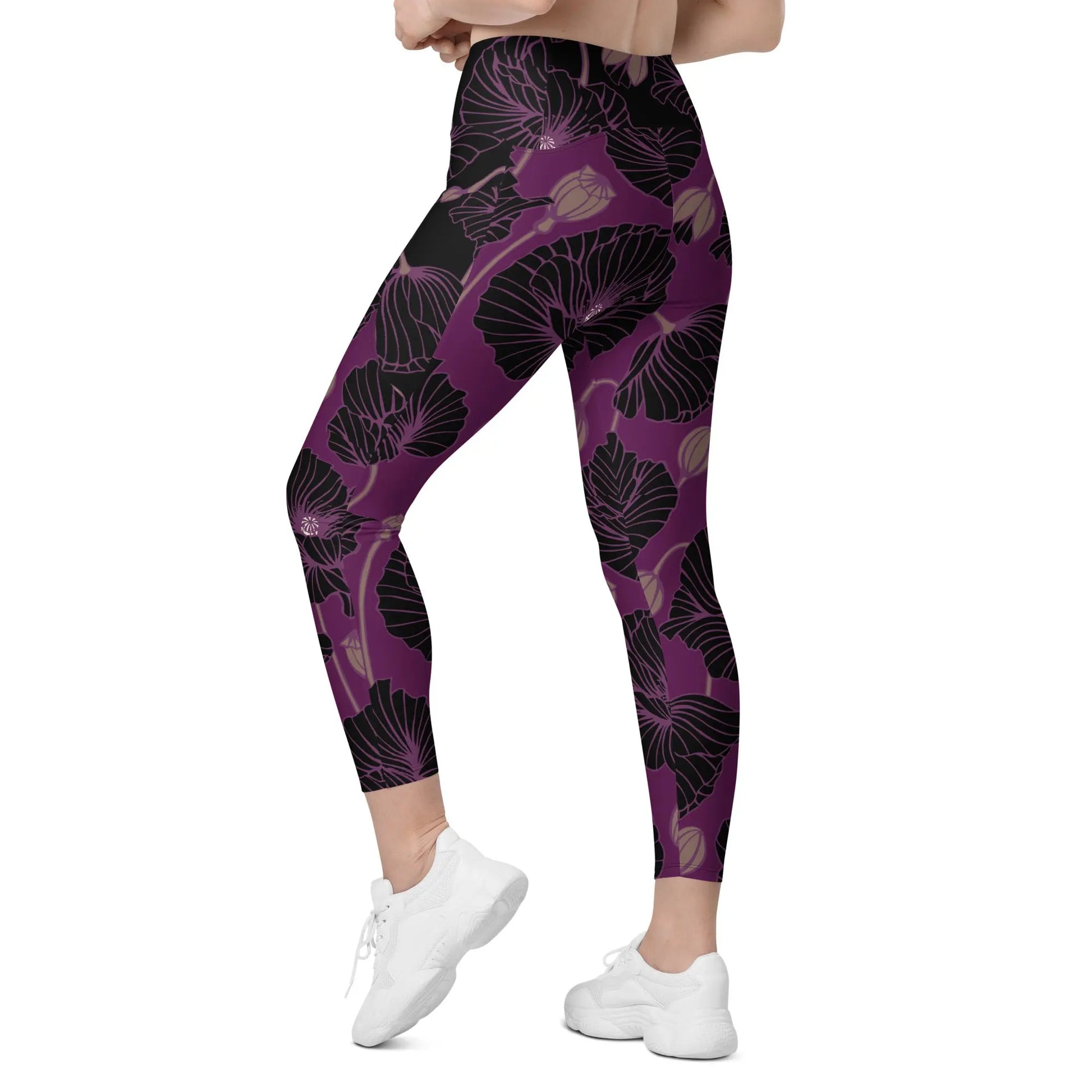 Dark Poppy Combo Printed Legging with Pockets Ellie Day Activewear