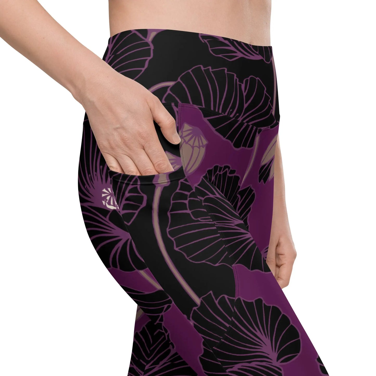 Dark Poppy Combo Printed Legging with Pockets Ellie Day Activewear