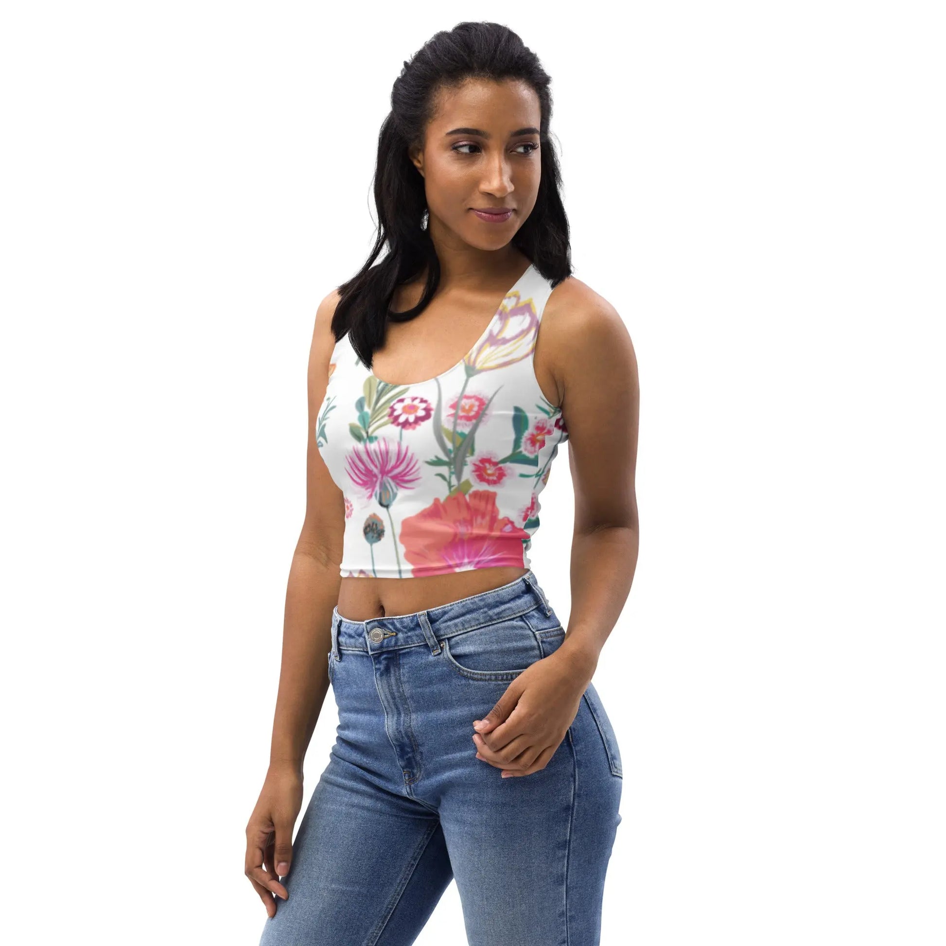 Desert Flower White Crop Top Ellie Day Activewear