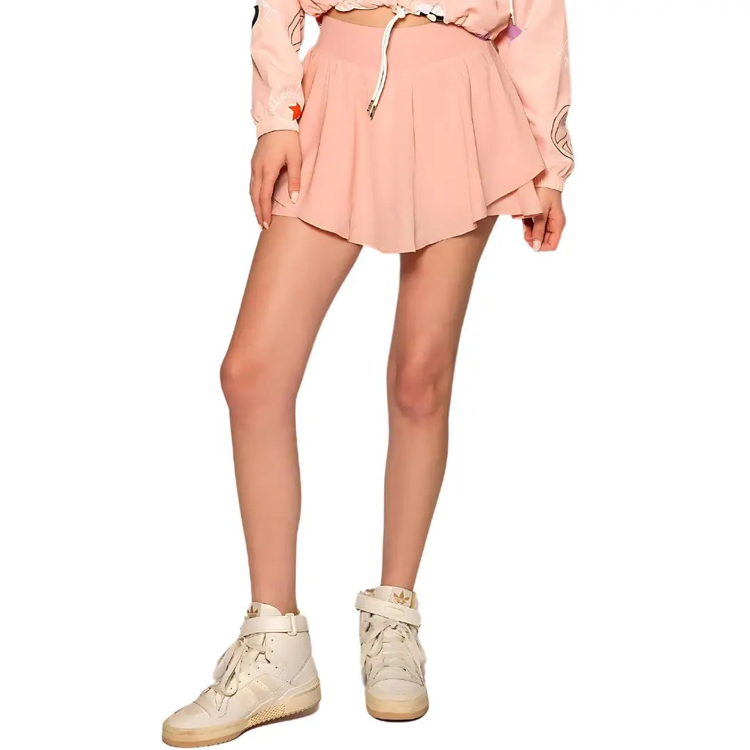 Desert Peach Layered Flutter Skirt with Shorties Ellie Day Activewear