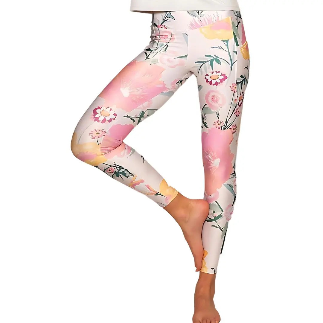 Eco-Friendly Leggings with Pockets in Desert Flower Ellie Day Activewear