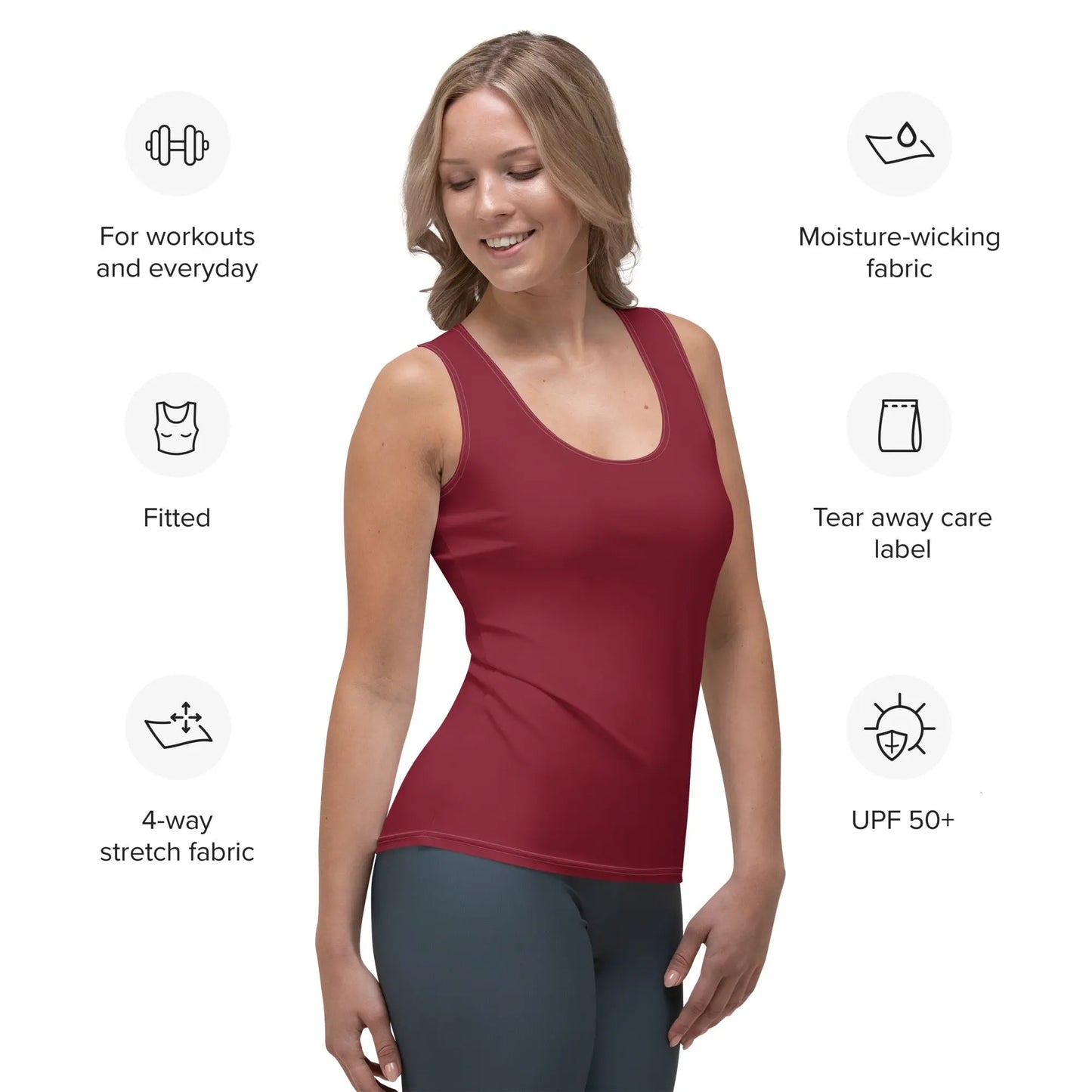 Ellie Day Burgundy Activewear Tank Ellie Day Sportswear