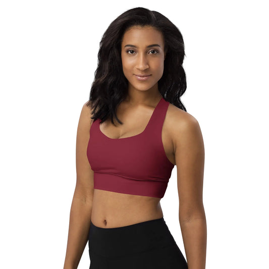 Ellie Day Burgundy Longline Compression Bra—Eco-Friendly, Supportive Ellie Day Sportswear