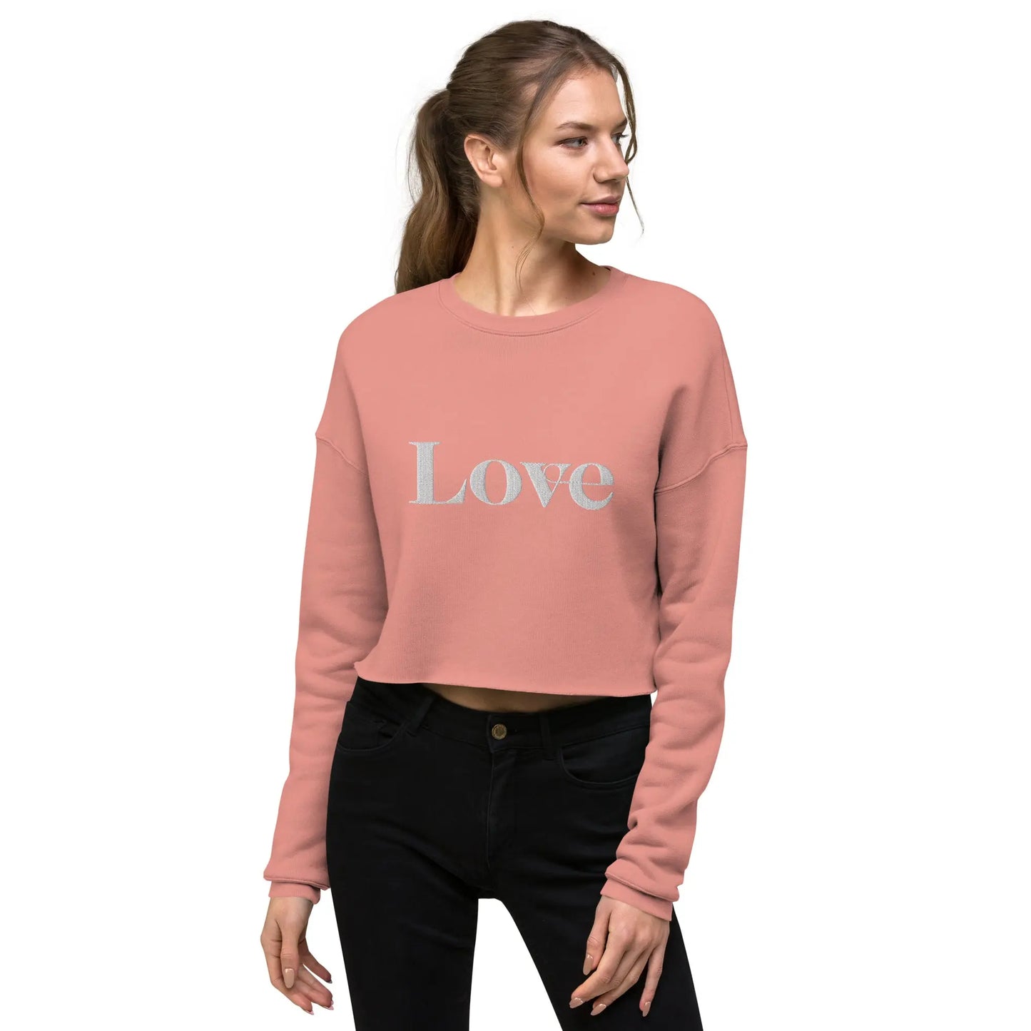 Ellie Day Cropped Airlume Love Sweatshirt Ellie Day Activewear