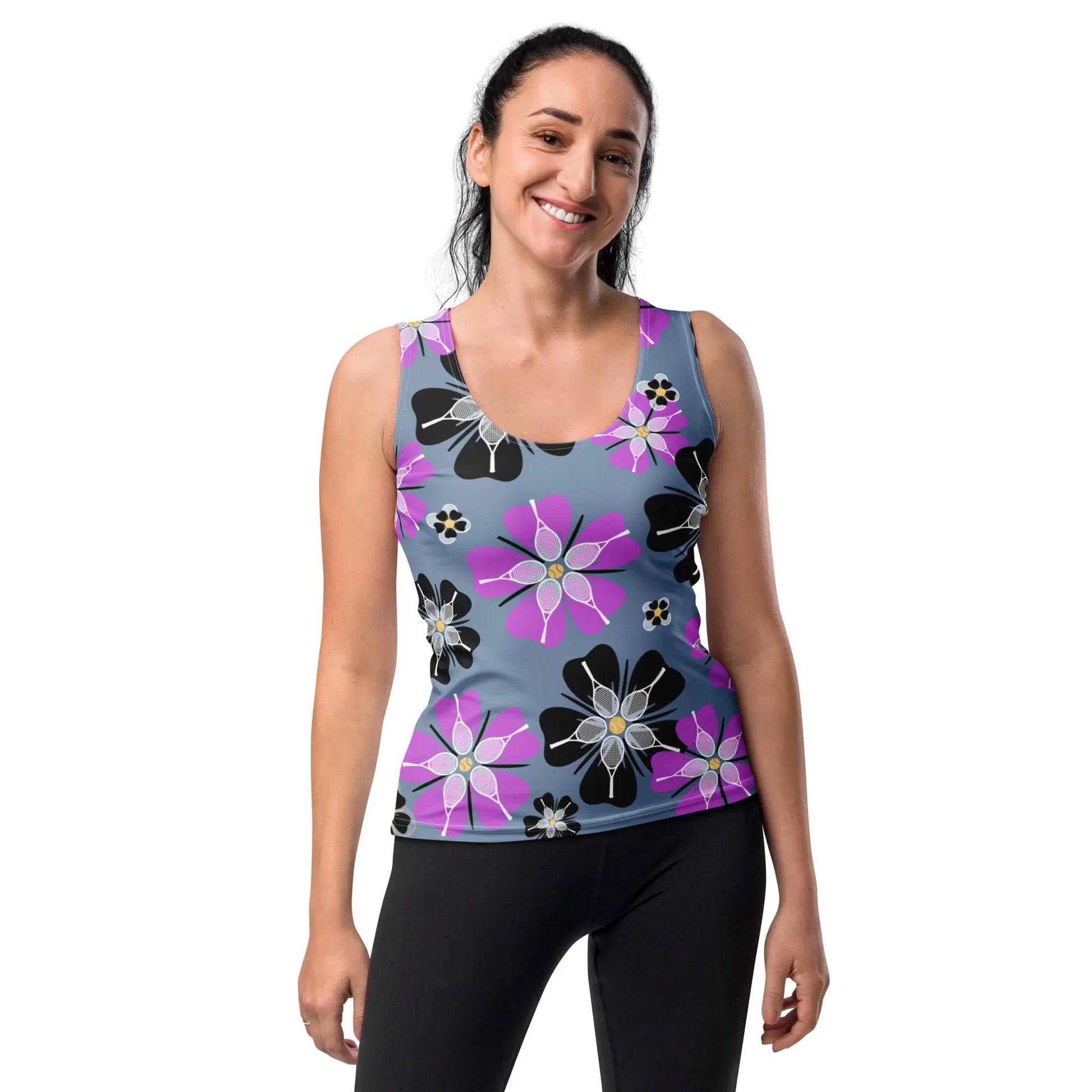 Ellie Day Racquet Flower Activewear Tank Top Ellie Day Activewear