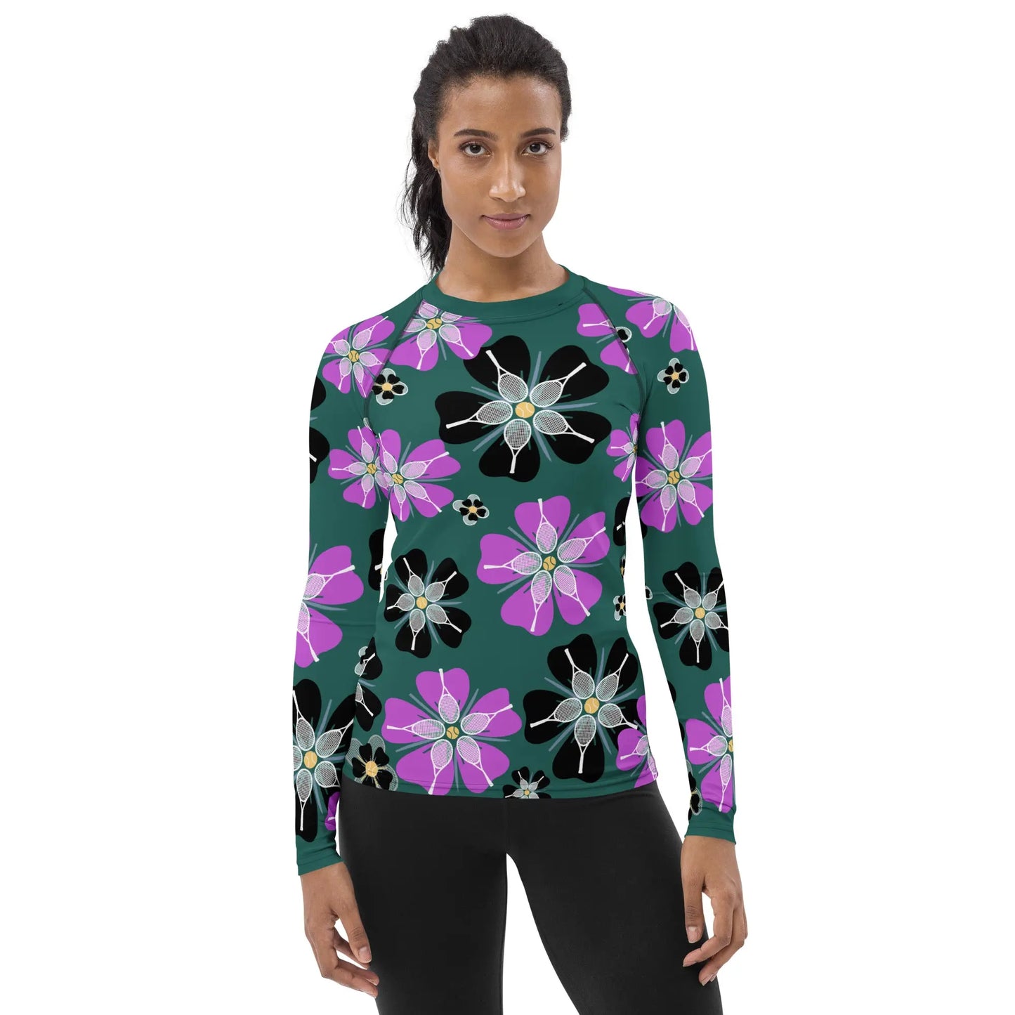 Ellie Day Women's Long Sleeve - Tennis Flowers Ellie Day Sportswear