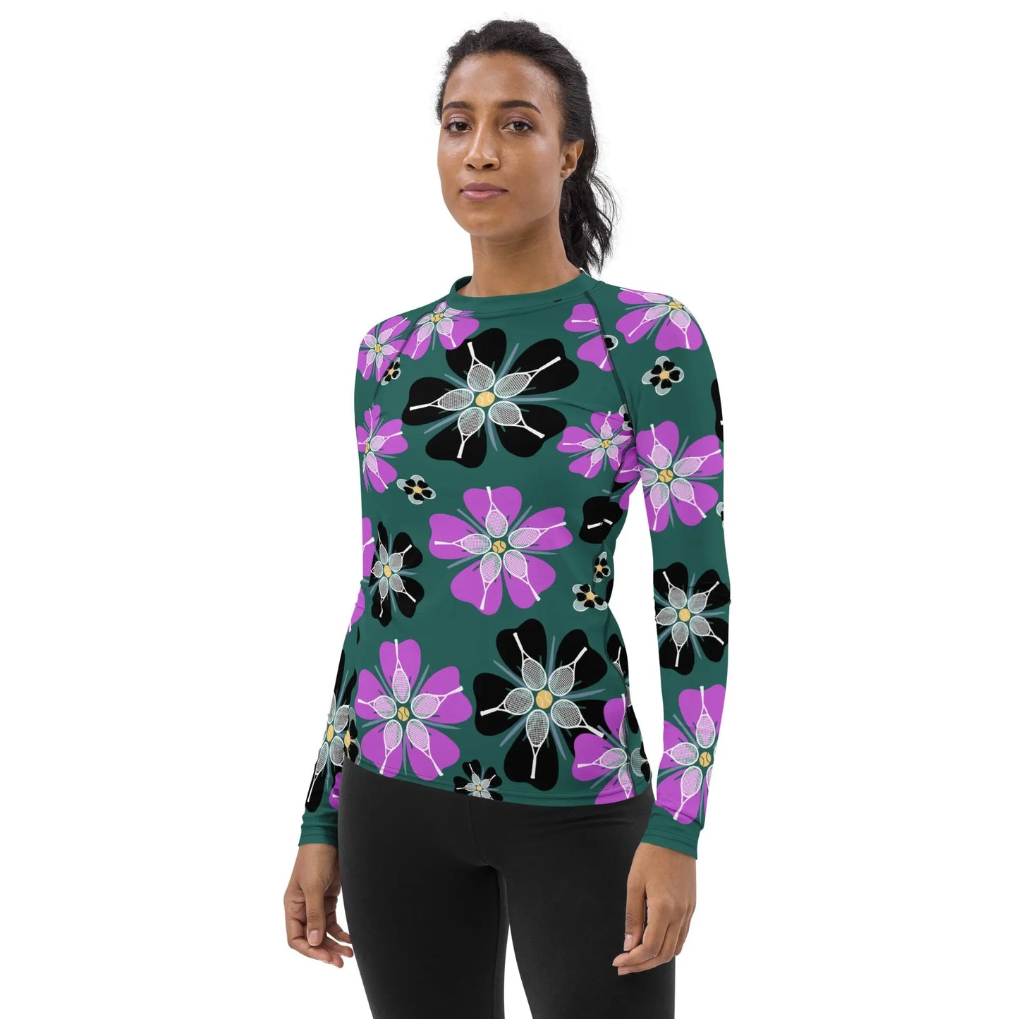 Ellie Day Women's Long Sleeve - Tennis Flowers Ellie Day Sportswear