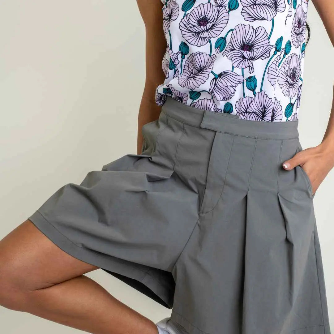 Grey High-Waisted Golf Shorts with Pockets for Everything Ellie Day