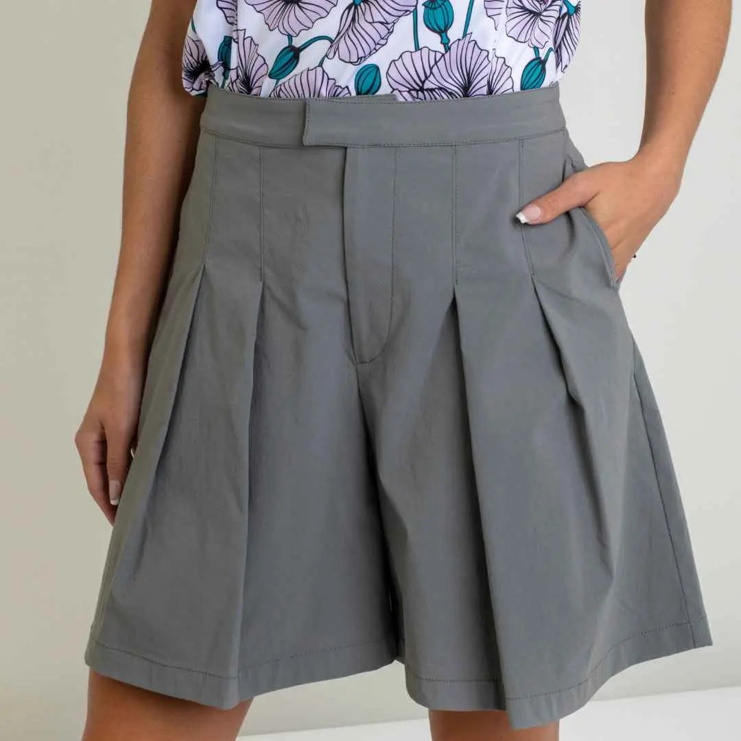 Grey High-Waisted Golf Shorts with Pockets for Everything Ellie Day