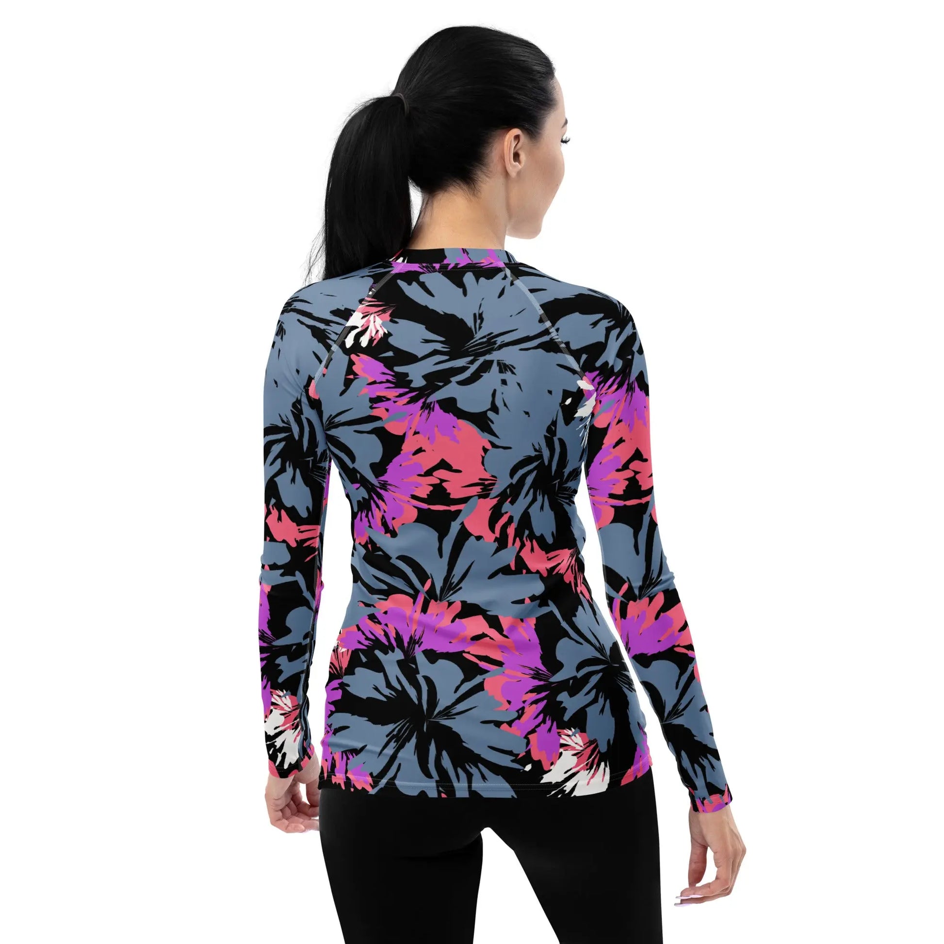 Hibiscus Women's Long Sleeve Rash Guard UPF Shirt Ellie Day Activewear