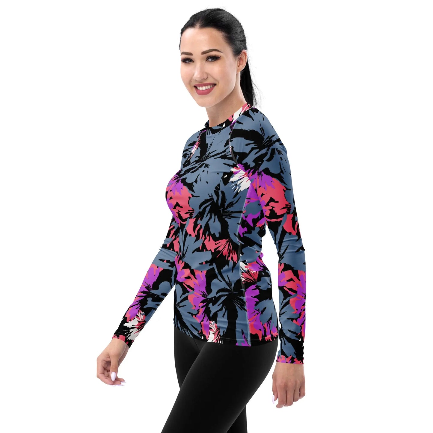 Hibiscus Women's Long Sleeve Rash Guard UPF Shirt Ellie Day Activewear