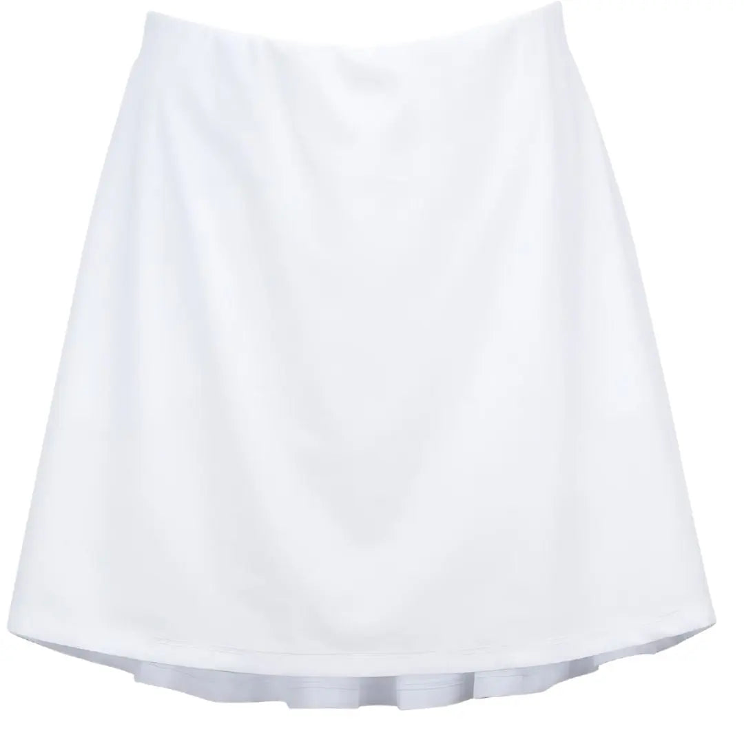 High-Low Pleated Back Skirt for Golf or Tennis in White Ellie Day