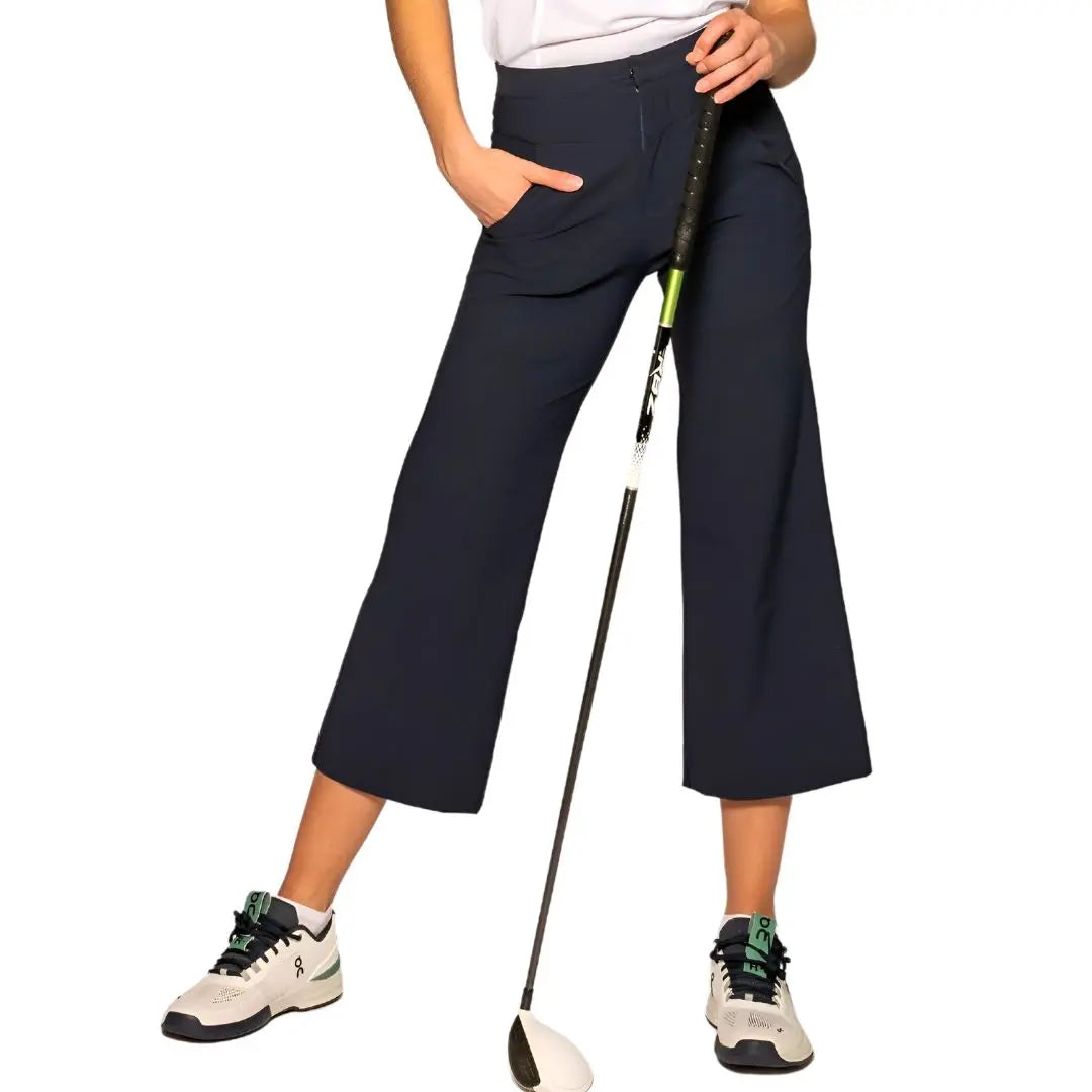 Navy Women's Golf Pants with Flared Leg Ellie Day Activewear