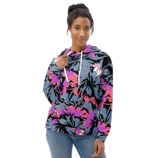 Oversized Designer Printed Recycled Hoodie in the Hibiscus Ellie Day Activewear