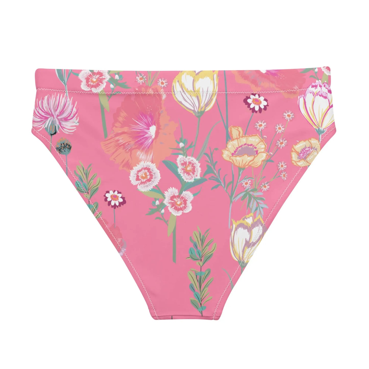 Pink Desert Flower Recycled high-waisted bikini bottom Ellie Day Activewear