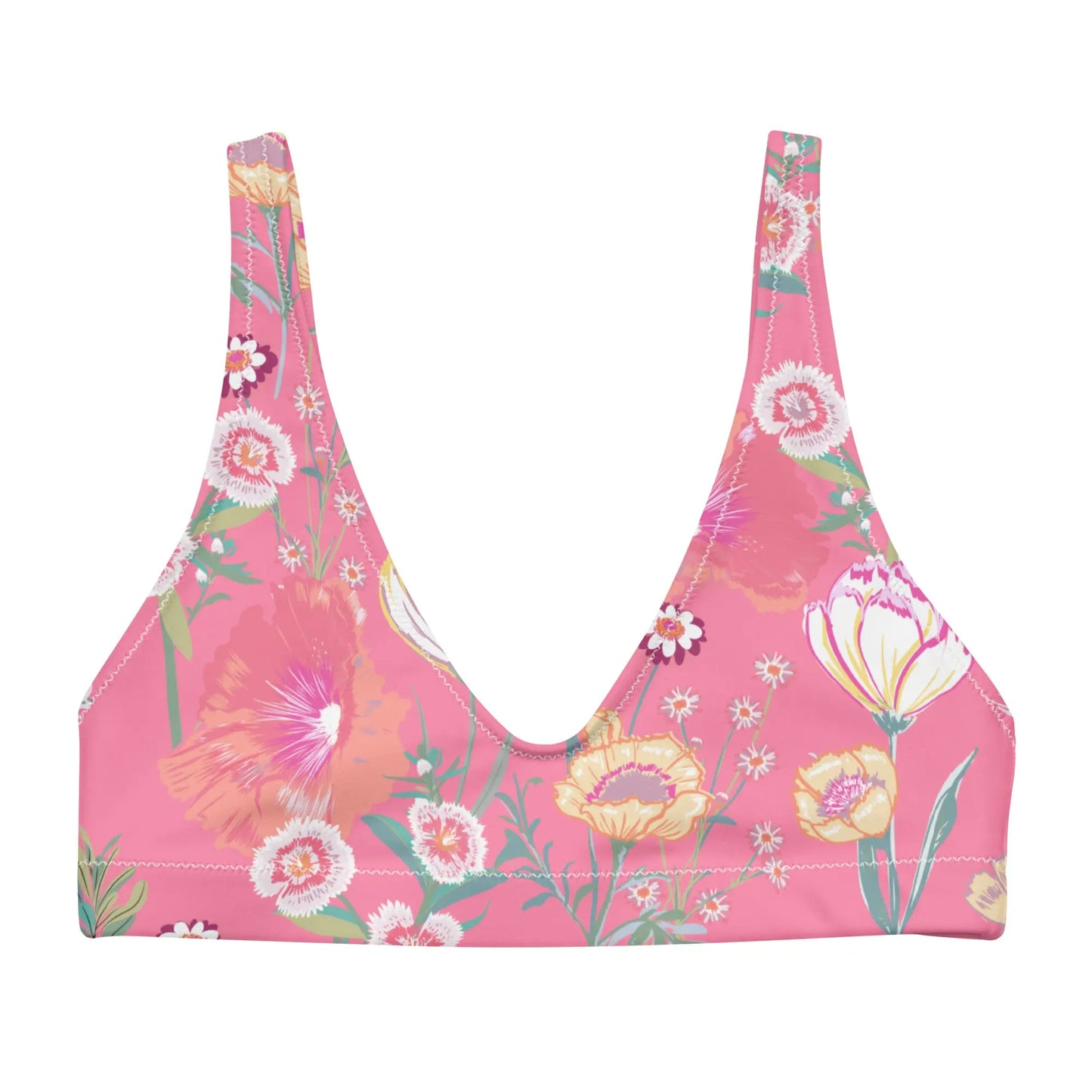 Pink Desert Flower Recycled padded bikini top Ellie Day Activewear