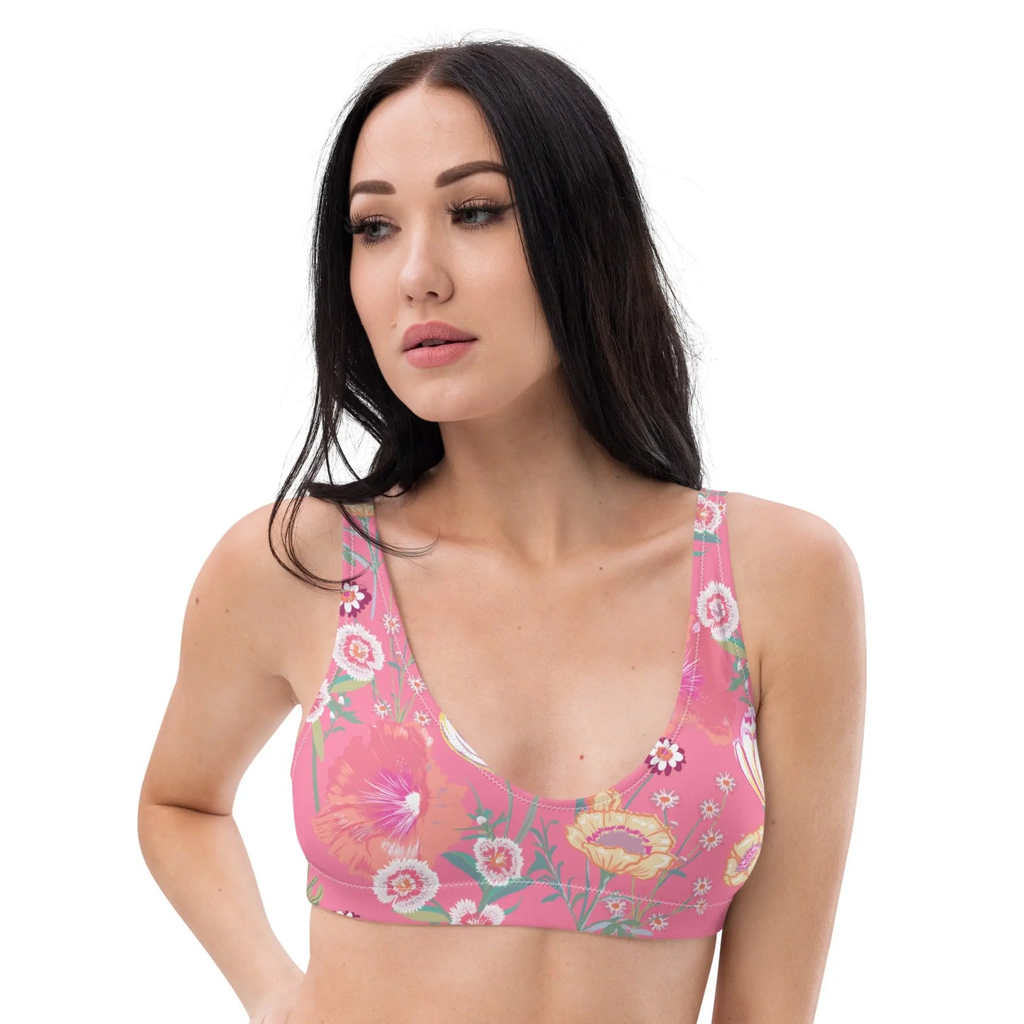 Pink Desert Flower Recycled padded bikini top Ellie Day Activewear