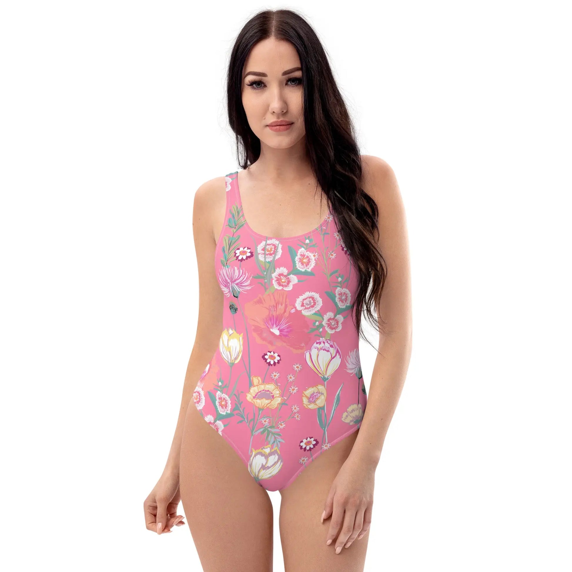 Pink Desert Flowers One-Piece Swimsuit Ellie Day Activewear