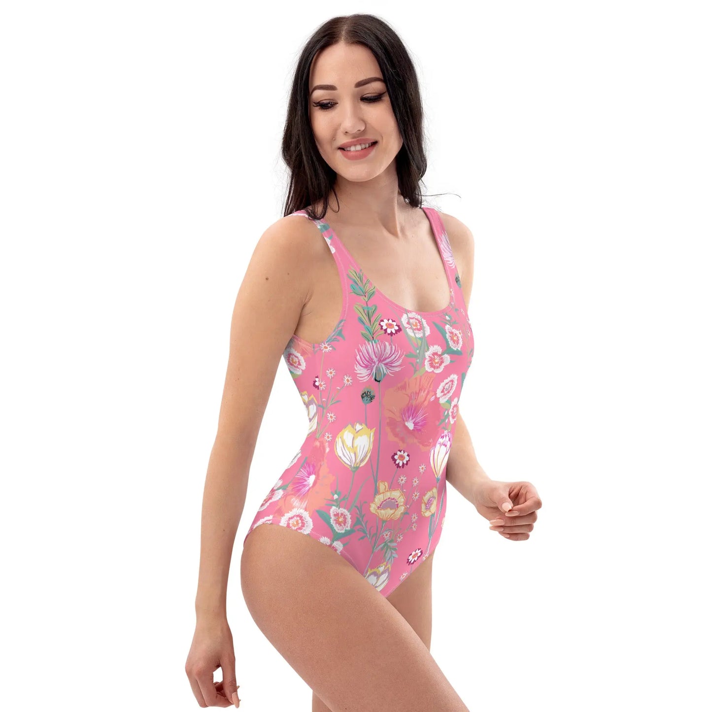 Pink Desert Flowers One-Piece Swimsuit Ellie Day Activewear