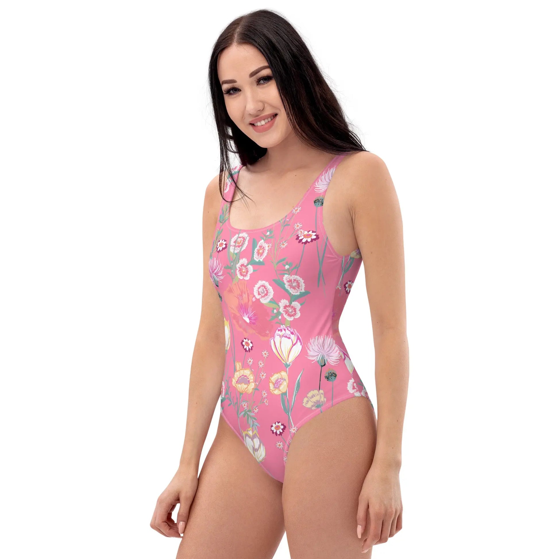 Pink Desert Flowers One-Piece Swimsuit Ellie Day Activewear