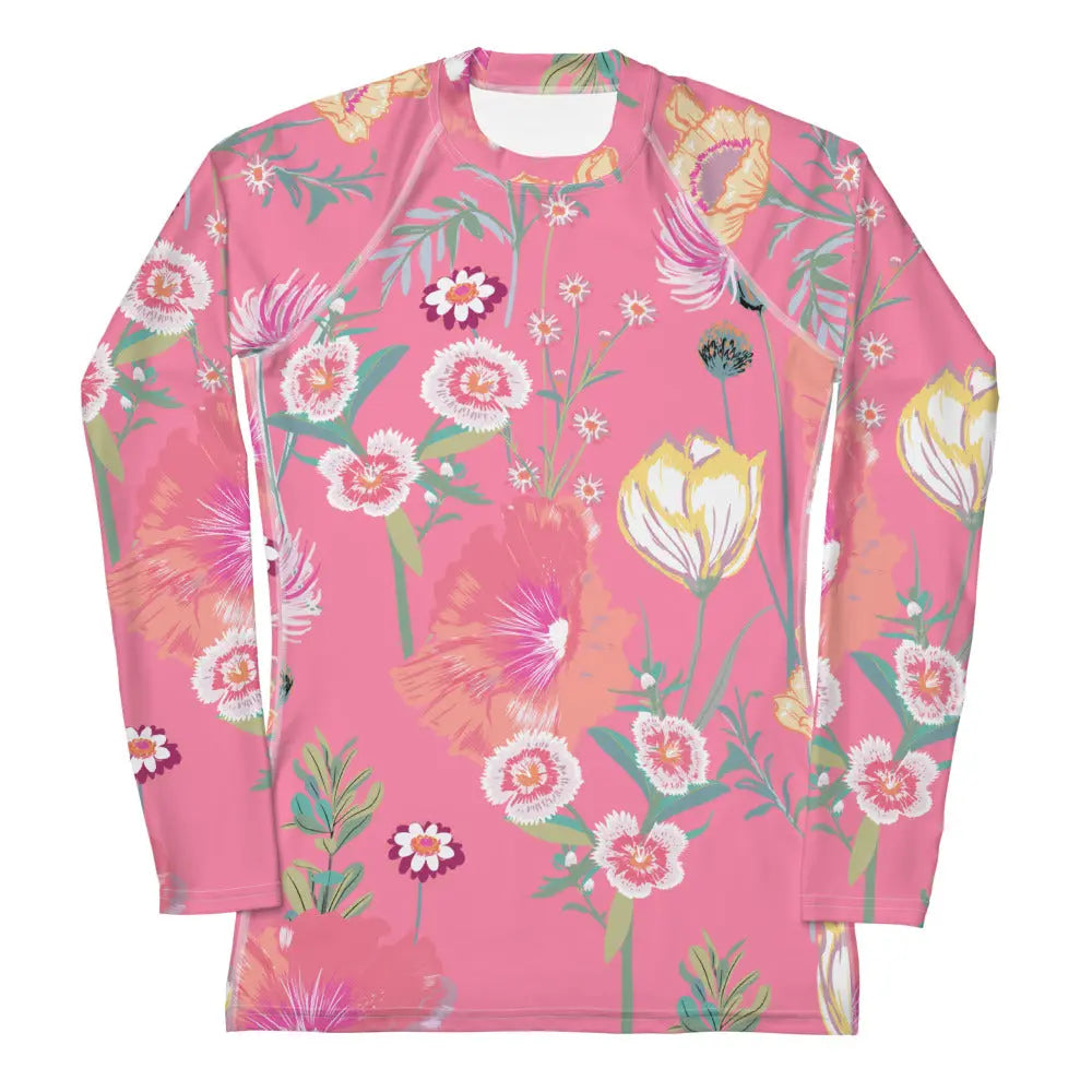 Pink Desert Flowers Women's Long Sleeve Rash Guard UPF Ellie Day Activewear