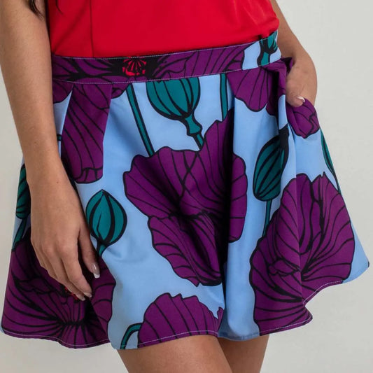2018.blue.purple.poppy.flower.print.pleated.skirt.ellieday.tennis.activewear.golf