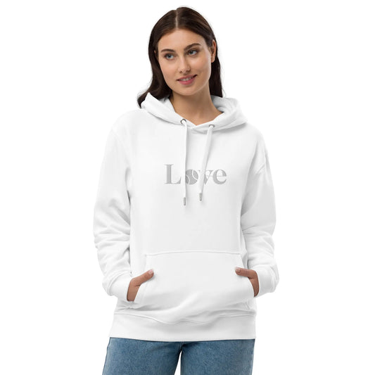 Recycled Eco-Friendly White Hoodie LOVE Ellie Day Sportswear