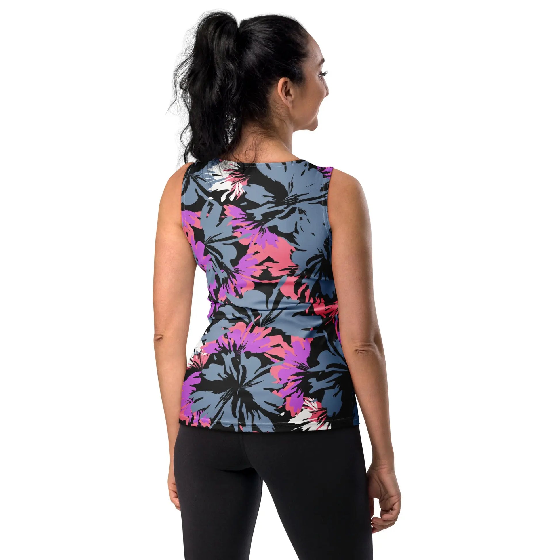 Softest Stretch Performance Tank in Hibiscus Print Ellie Day Activewear