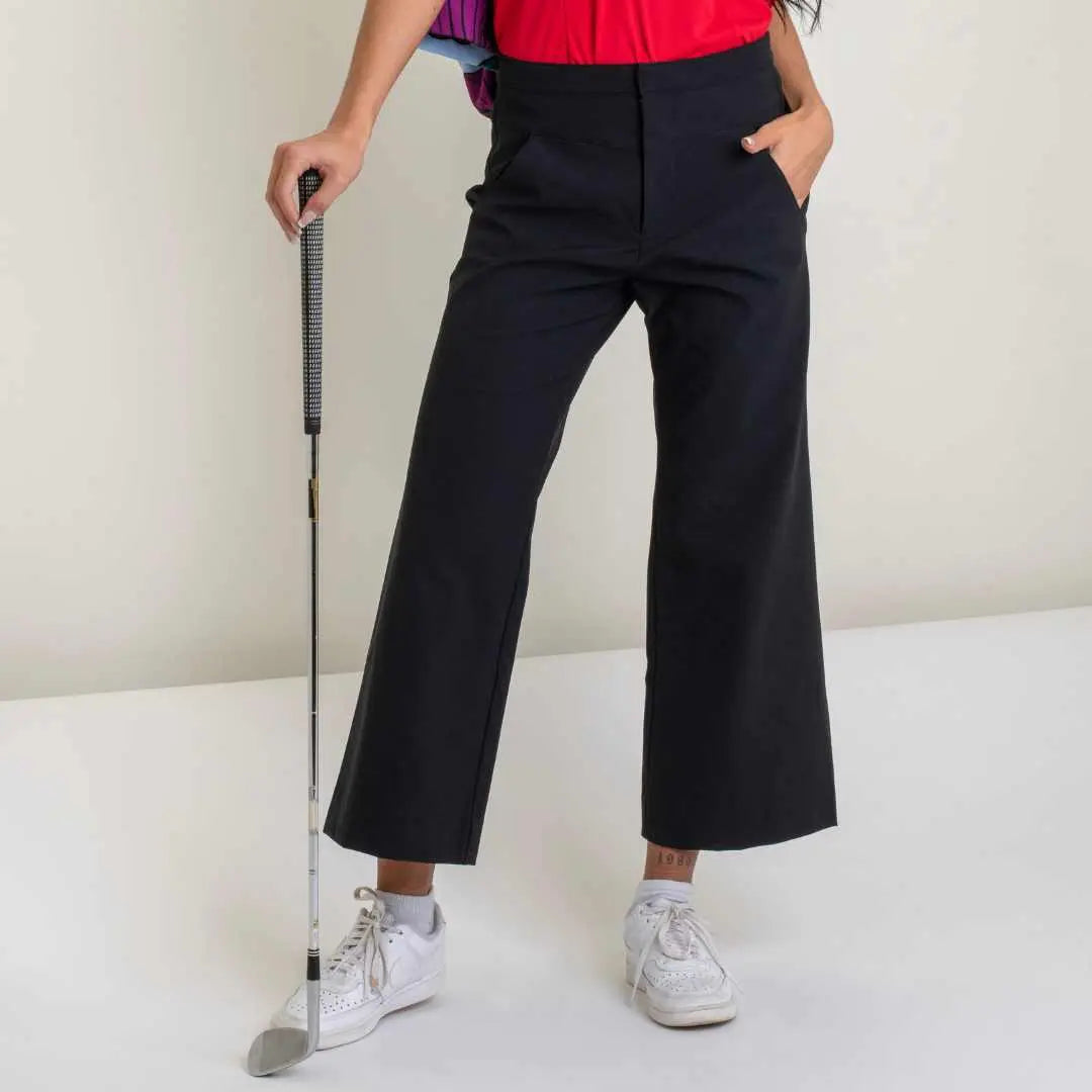 Women's Golf Pants with Flared Leg in Black