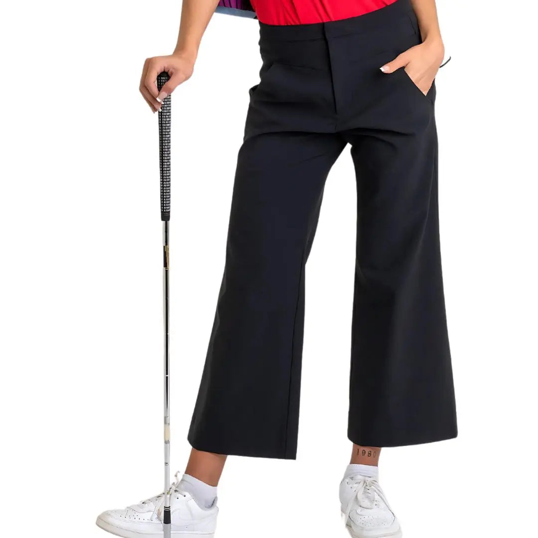 Women's Golf Pants with Flared Leg in Black Ellie Day Activewear