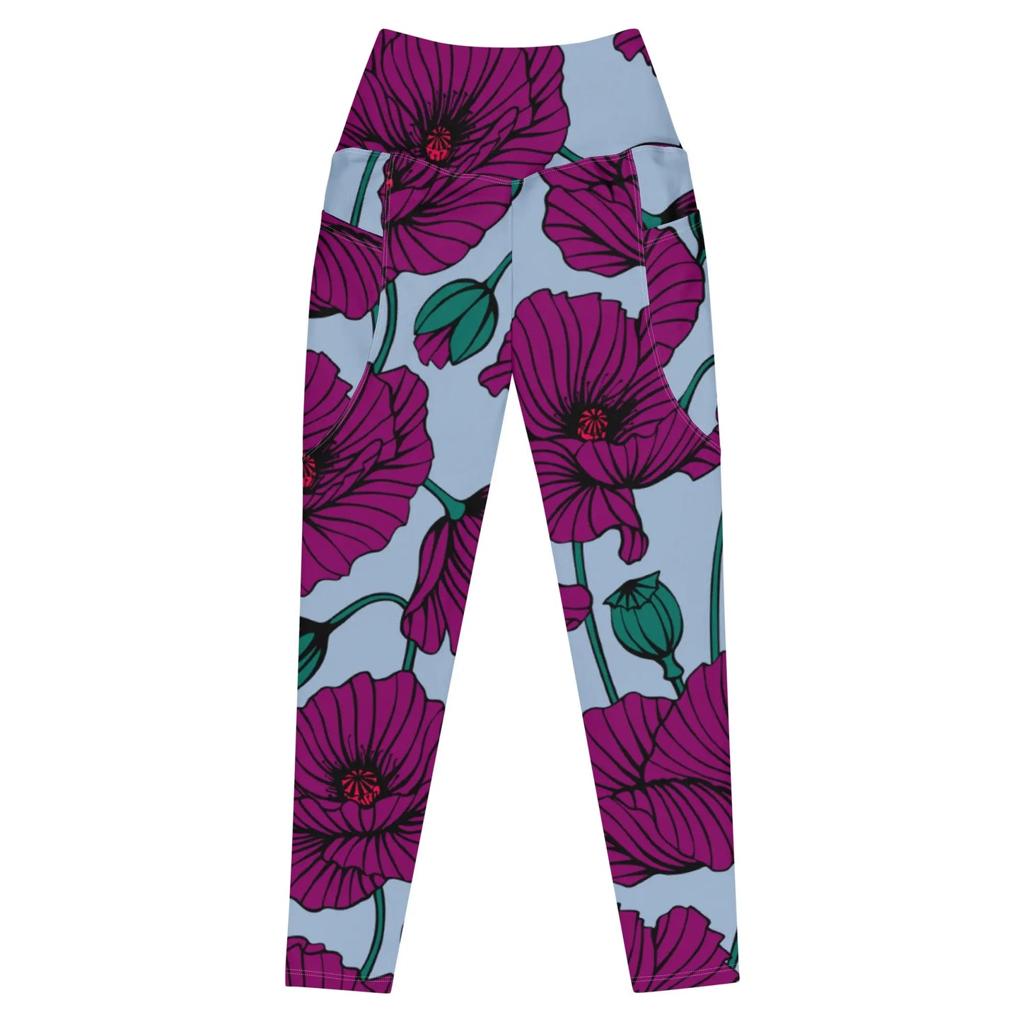 Red Violet Poppy Leggings with Pockets Ellie Day Activewear