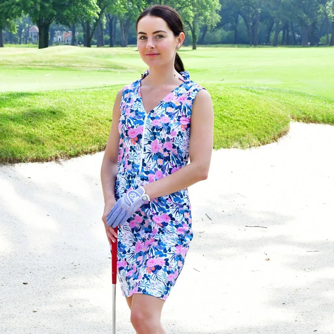 Summer Bloom Golf and Tennis Dress with Collar UPF 50+ Ellie Day