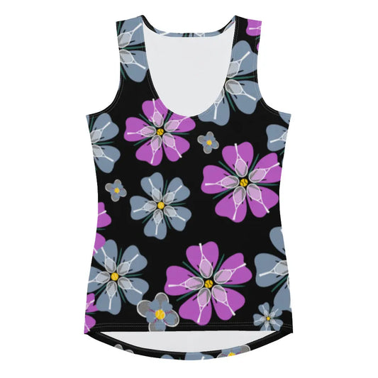 Women's Tennis Flower Activewear Tank in Black Ellie Day Activewear