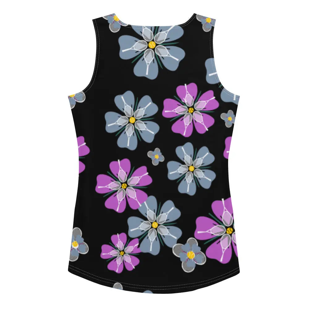 Women's Tennis Flower Activewear Tank in Black Ellie Day Activewear
